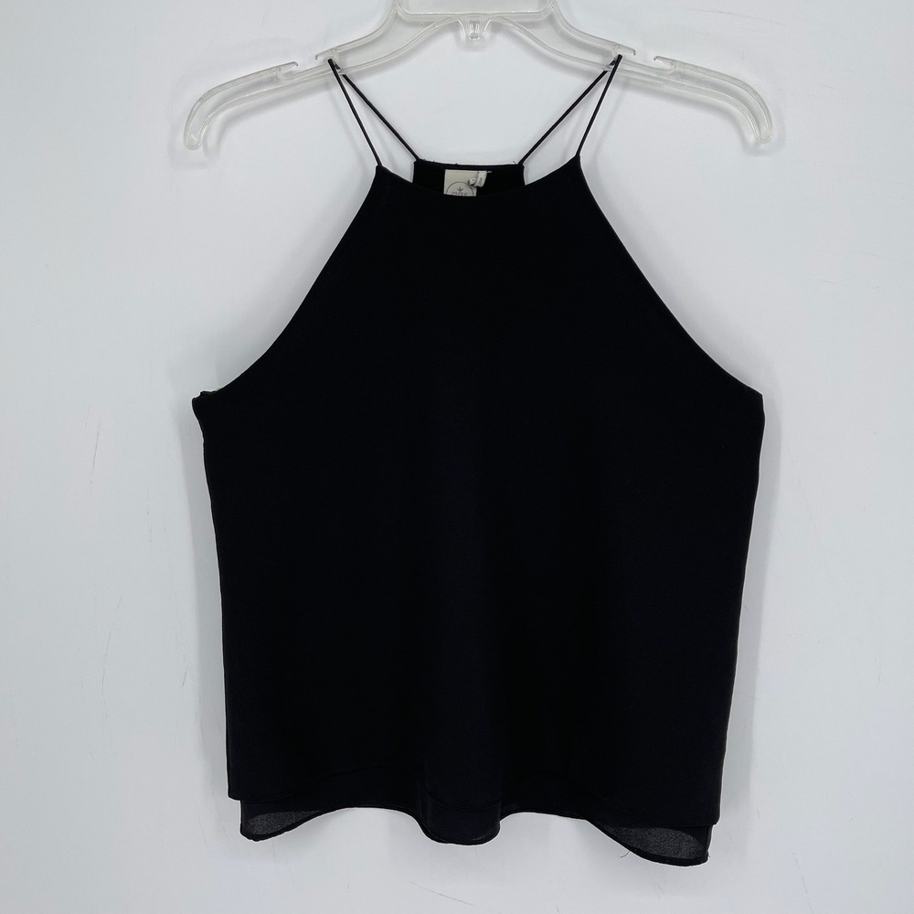 Paper Crane Women's Black High Neck Spaghetti Strap Camisole Tank Top Size S